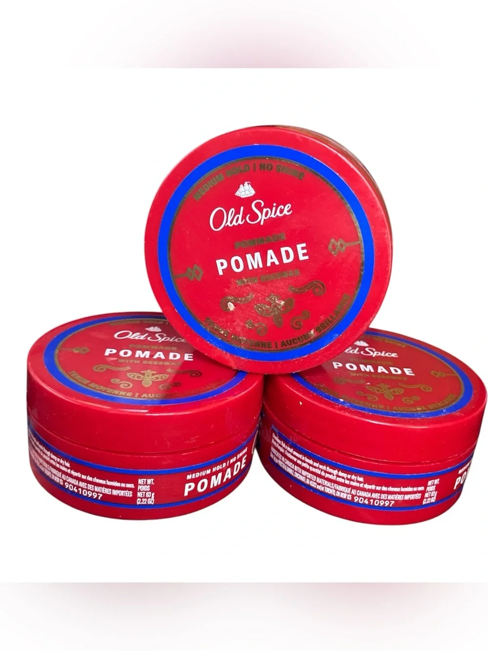Old Spice Pomade Medium Hold No Shine Men's Hair Styling 2.22oz (3 Pack)